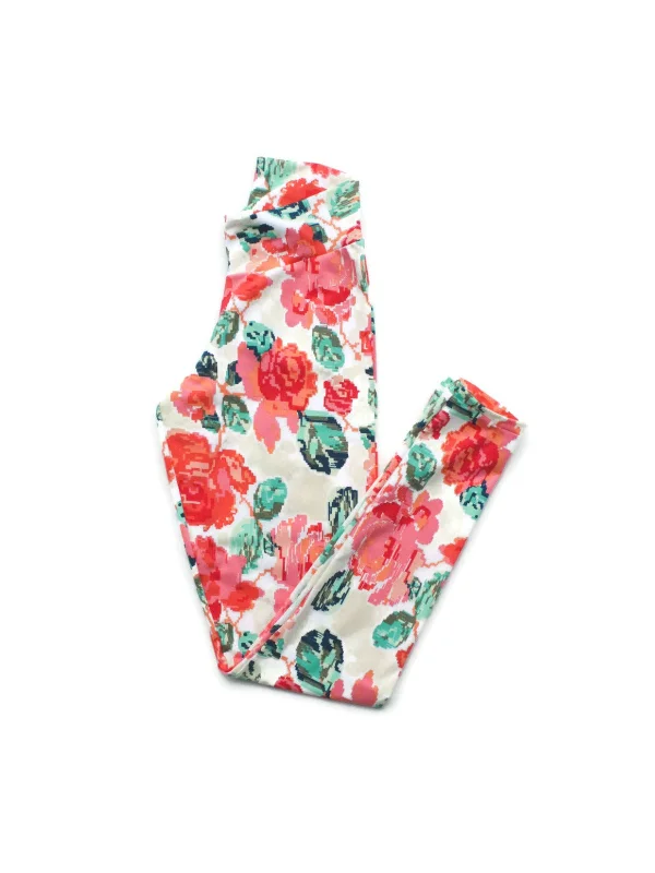 Adult Pixelated Floral Leggings Stylish Stretch Print Leggings