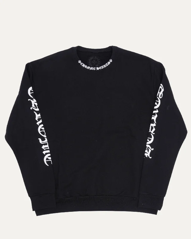 Neck Logo Crewneck Sweatshirt Hoodie with Hem Embroidery Detailed Premium