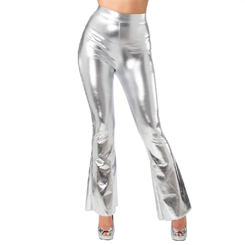 Retro Flares - Silver 70s Ladies Trousers Trousers Hiking Durable