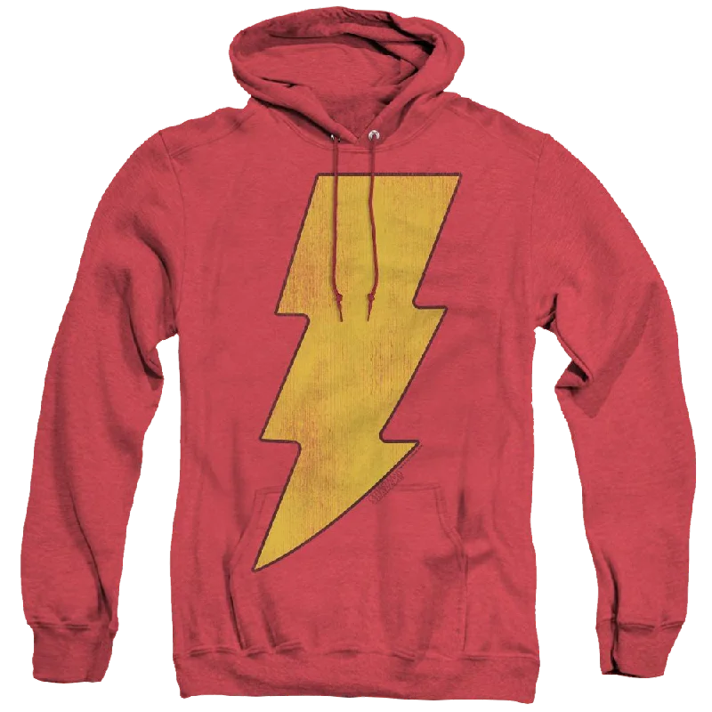 Shazam Shazam Logo Distressed - Heather Pullover Hoodie Cap Sleeve Casual
