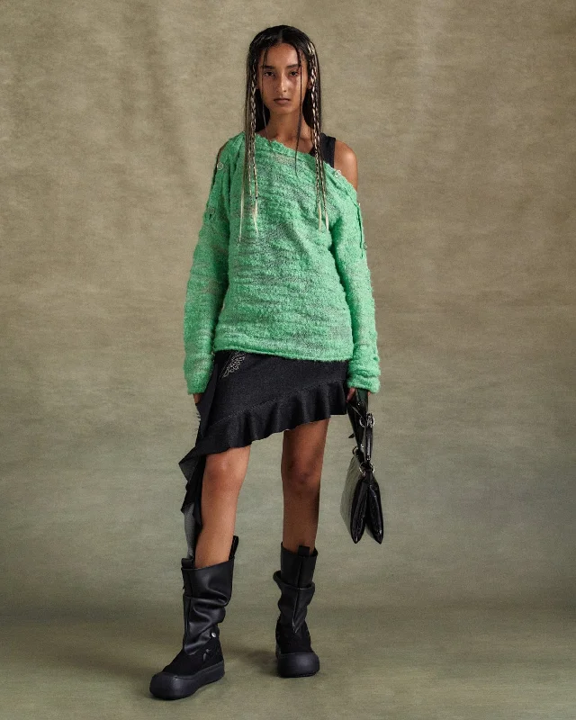 FIFI BUTTON PULLOVER KNIT atb1261w(PALE JADE) Textured Knit Design