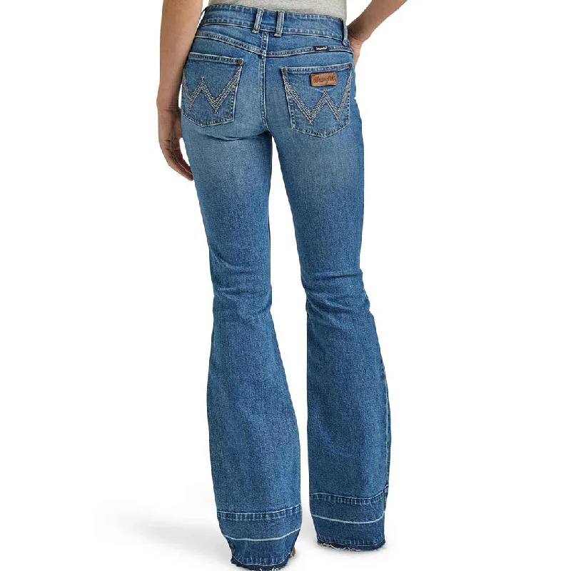 Wrangler Women's Retro Mae Released Hem Mid Rise Trouser Jeans Trousers Bestseller Popular
