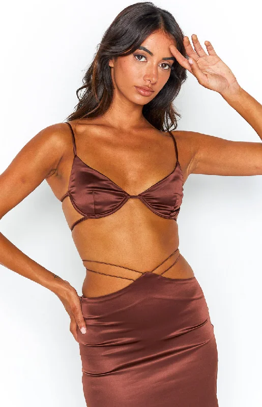Maffie Brown Crop Top Chenille Fabric Brocade Fabric Lace Fabric