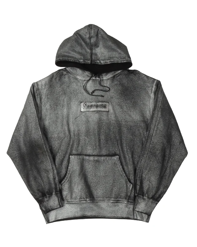 SS24 MM6 Foil Box Logo Hoodie Hoodie with Turtle Neck Cozy Winter
