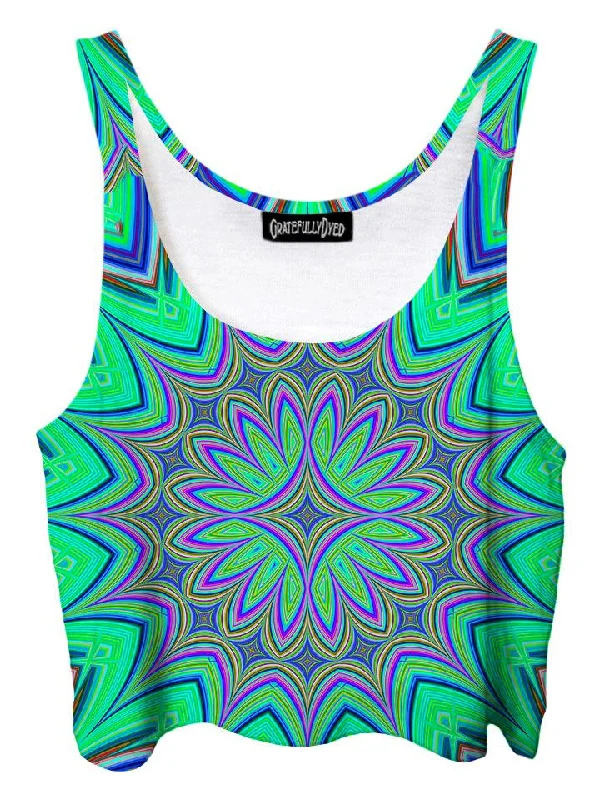Water Blossom Flower Mandala Crop Top Crop Top Seamless Stretchy