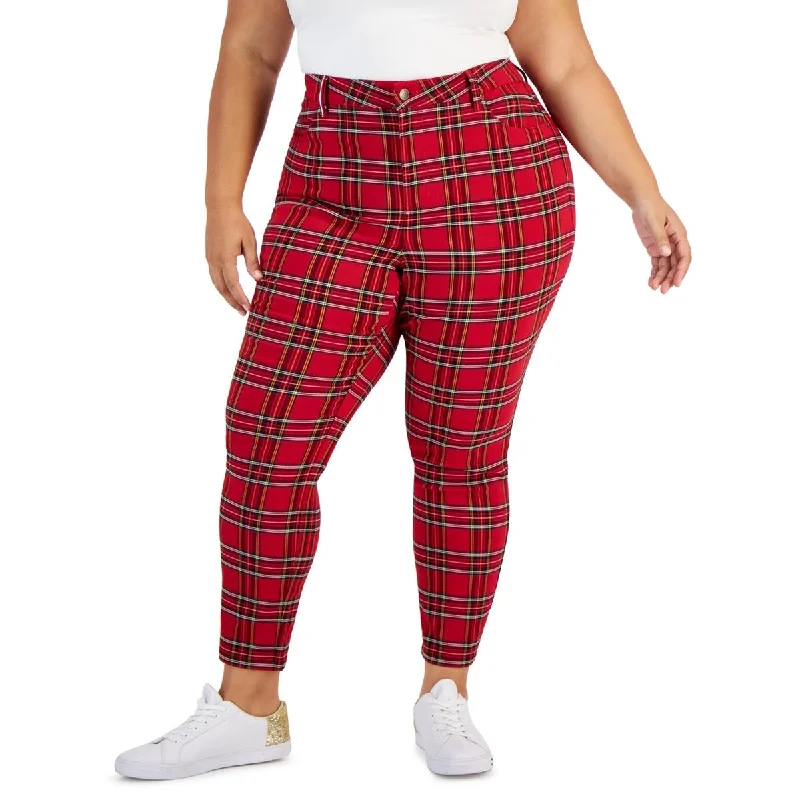 Tommy Hilfiger Womens Plus Plaid Skinny Trouser Pants Trousers Party Sparkling