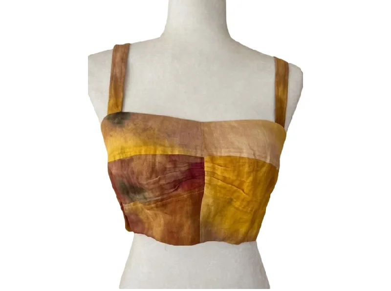 Jason Wu Collection Yelpi Sleeveless Crop Top Striped Floral Plaid
