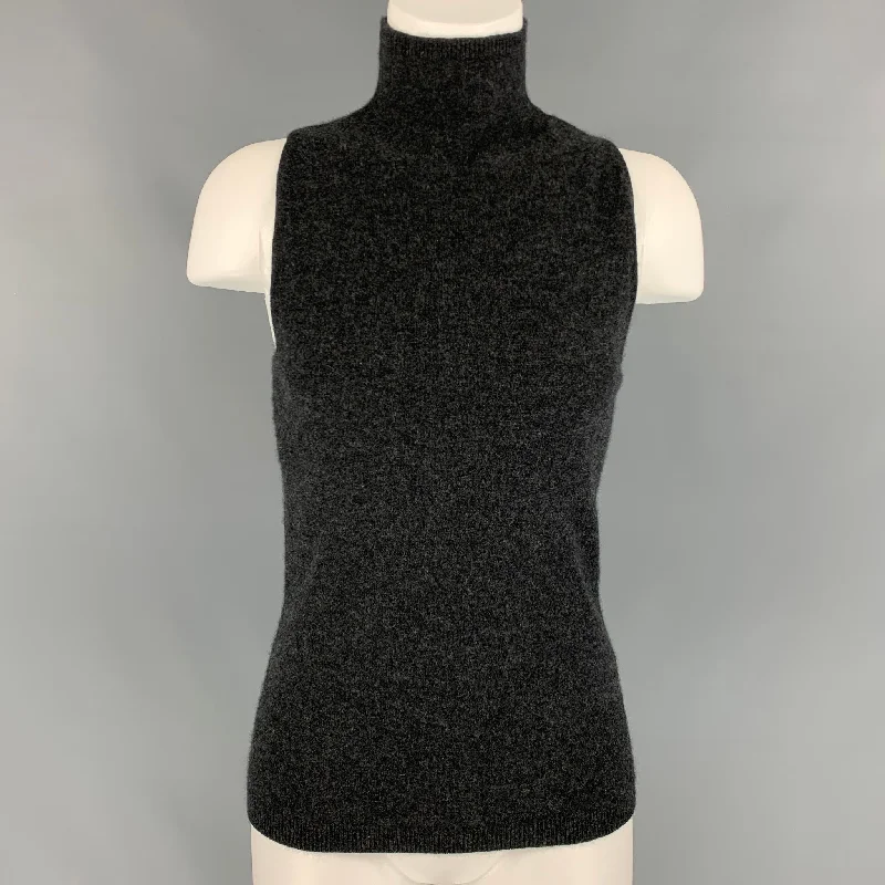 NAADAM Size S Charcoal Cashmere Turtleneck Pullover Mock Neck Pullover