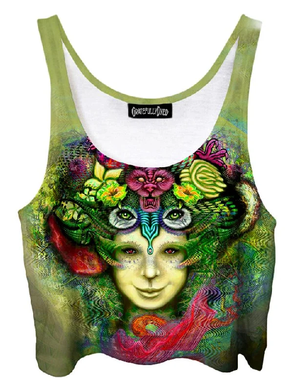 Blossoming Mind Nature Visionary Art Crop Top Polka Dot Checkered Tartan