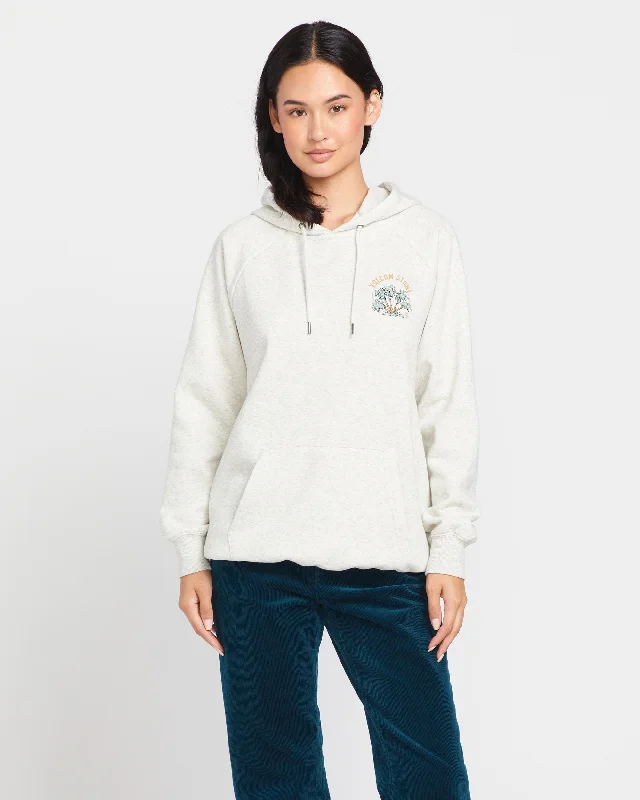 Truly Stoked Boyfriend Pullover Hoodie - Light Grey Keyhole Neck Pullover