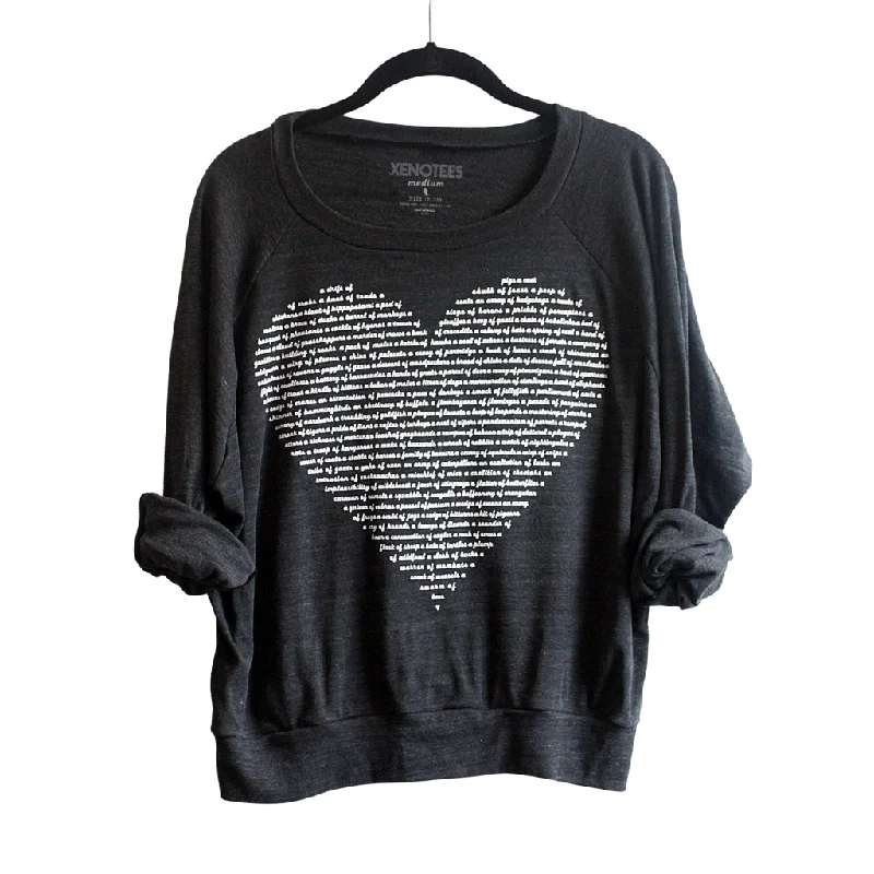 Womens Collective Animal Nouns Heart Pullover Sheath Sleeve Elegant