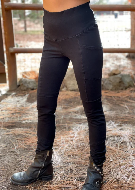 Bamboo Fleece Pocket Leggings Comfortable Capri-Length Leggings