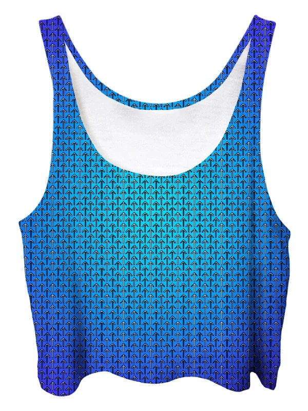 Electric Blue Ombre Crop Top Chenille Blend Fleece Blend Nylon Blend