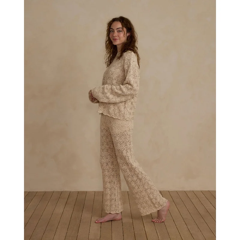Rylee and Cru Natural Chrochet Knit Women Pullover Over Sleeve Pullover