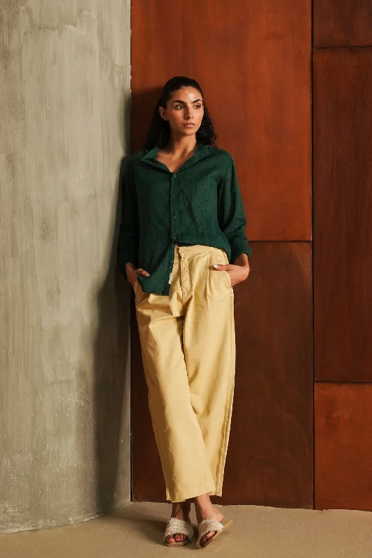 Pleated Carrot Fit Trousers Trousers Bootcut Casual