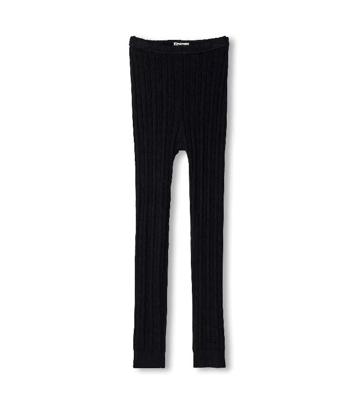 Cable Knit Leggings | Black Comfortable Stretch Leggings