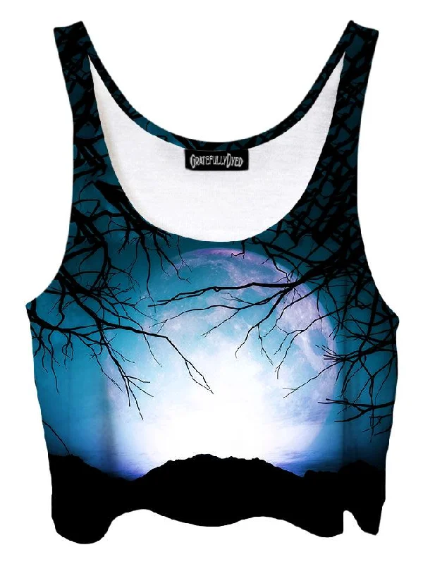 Night Owl Forest Galaxy Crop Top Front Pockets Side Pockets Patch Pockets