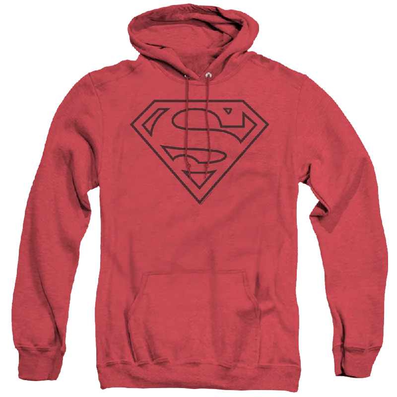 Superman Red & Black Shield - Heather Pullover Hoodie Zipper Front Cardigan