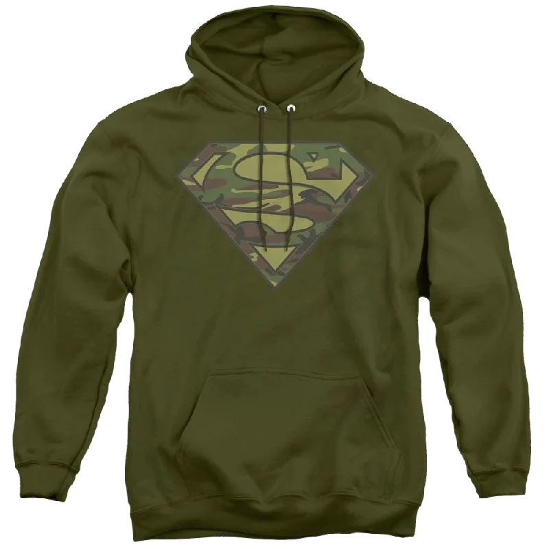 Superman Camo Logo - Pullover Hoodie Spaghetti Sleeve Top