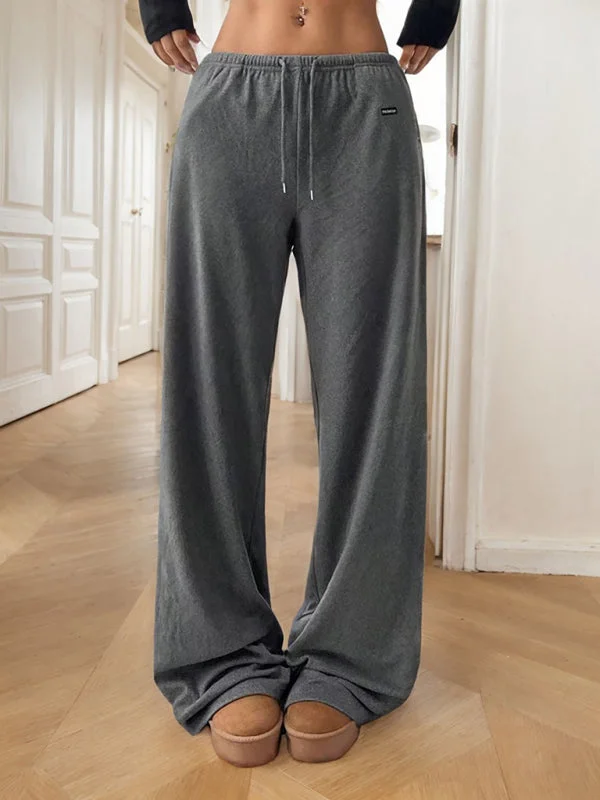 Women's Loose Trousers Drawstring Waistband Casual Pants Trousers Tapered Slim Fit