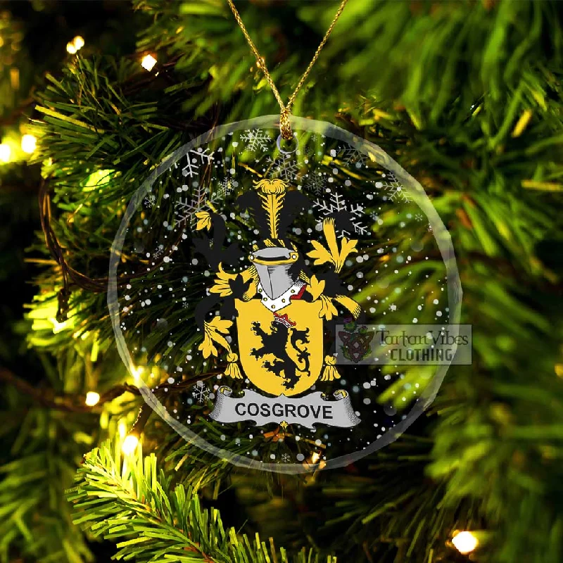 Cosgrove Irish Clan Christmas Glass Ornament with Coat of Arms Satin Silk Chiffon