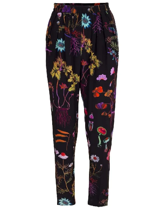 Christine Flower Print Pull on Trouser Trousers Velvet Soft
