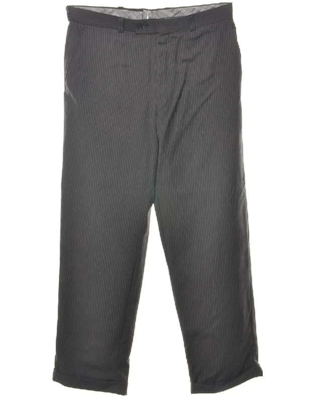Striped Pattern Black Trousers - W34 L29 Trousers Chinos Classic