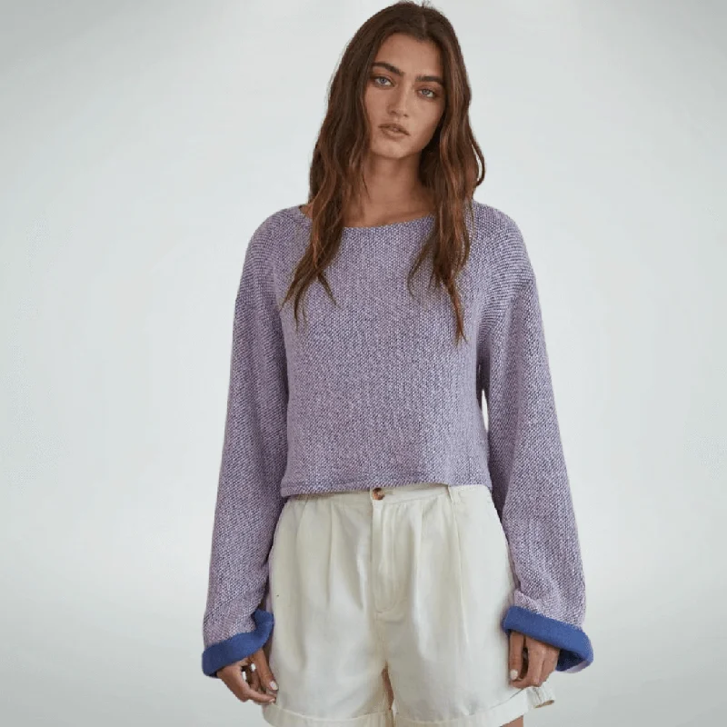 Lavender Jessamine Cropped Pullover Made in USA Scalloped Neck Pullover