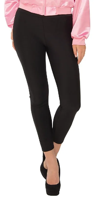 Grease Ladies Black Stretch Leggings Costume Adult Trendy Flared Leggings