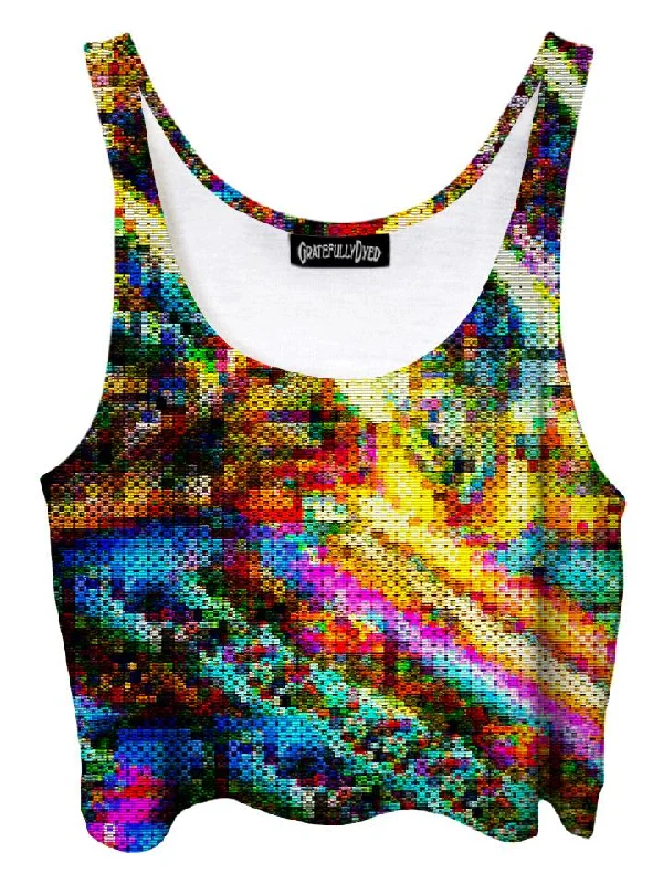 Blotted Rainbow Blotter Art Crop Top Hooded Caped Shawl Collar