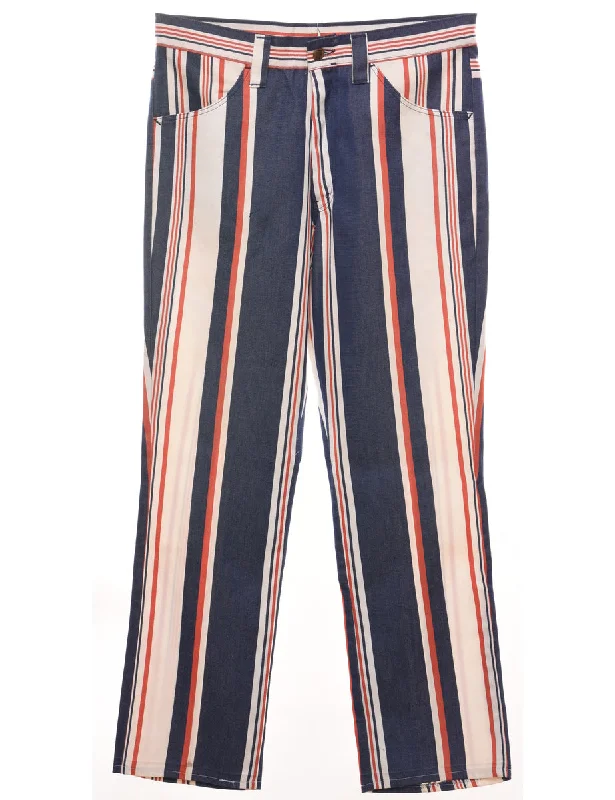 Striped Navy, White & Red Trousers - W33 L31 Trousers Corduroy Warm