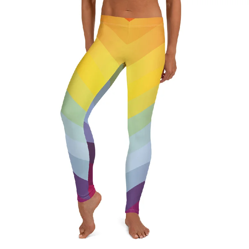 Ladies Rainbow Leggings Trendy Seamless Fit Leggings