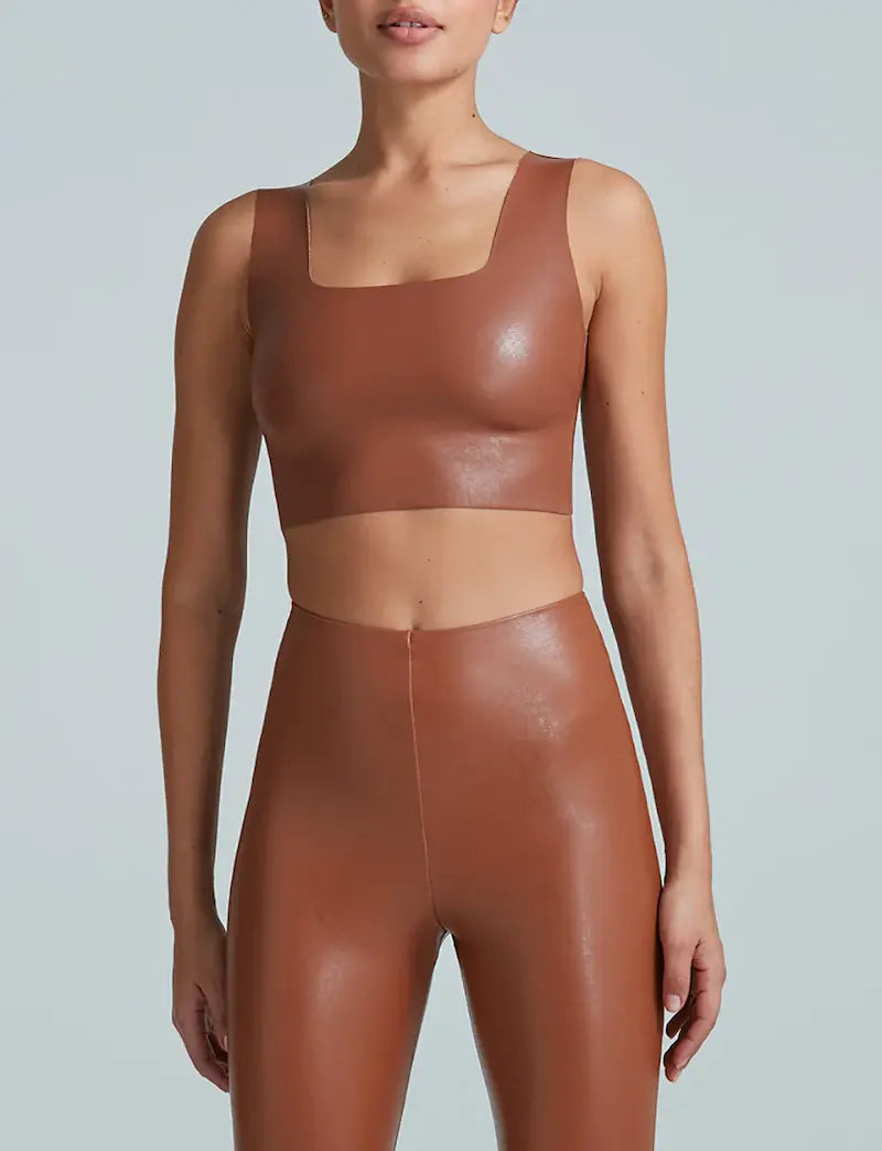 Commando Faux Leather Crop Top Real Fur Shearling Chenille