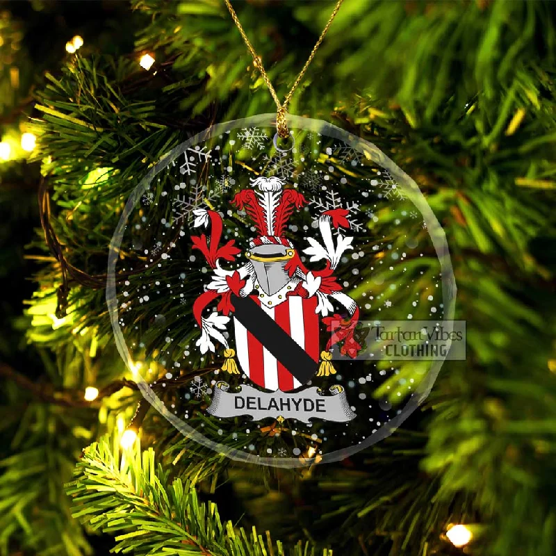 Delahyde Irish Clan Christmas Glass Ornament with Coat of Arms Turtleneck Wrap Cape