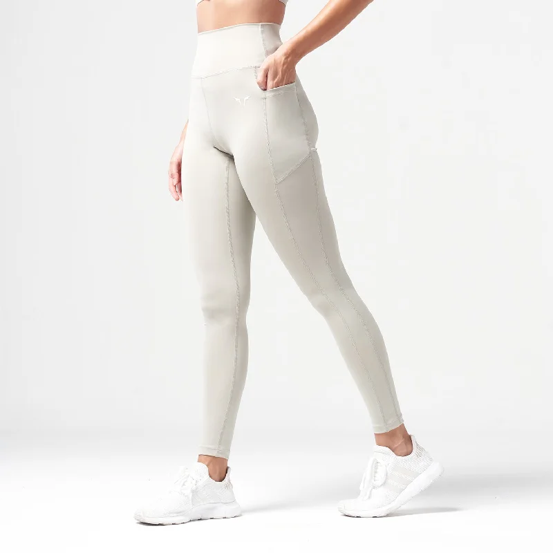Essential High Waisted Leggings 27"  - Willow Grey Stylish Side-Stripe Leggings