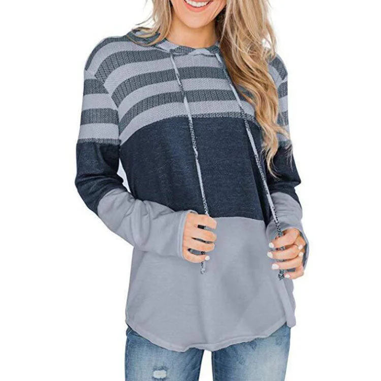 Vintage Patchwork Women's Loose T-shirt Autumn Casual Long Sleeve Pullover Hooded T Shirts for Women Solo Sleeve Pullover Vintage Patchwork Women's Loose T-shirt Autumn Casual Long Sleeve Pullover Hooded T Shirts for Women Solo Sleeve Pullover