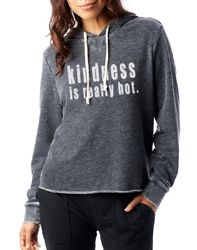 Women's Kindness Is Really Hot French Terry Hooded Pullover Chenille Soft Sweater