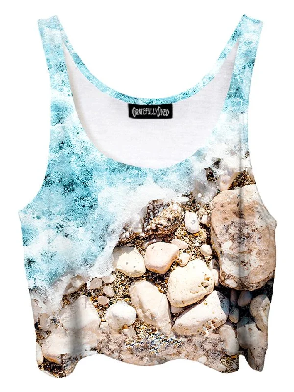 Shoreline Island Beach Crop Top Houndstooth Herringbone Solid