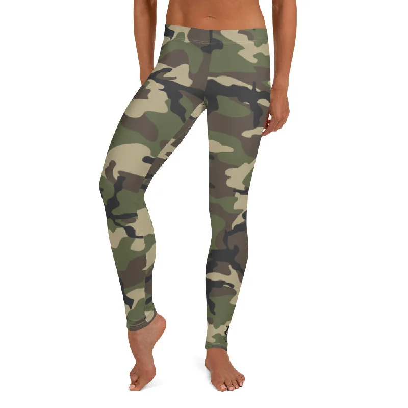 Woodland Camo Ladies Leggings Cozy Workout Performance Leggings