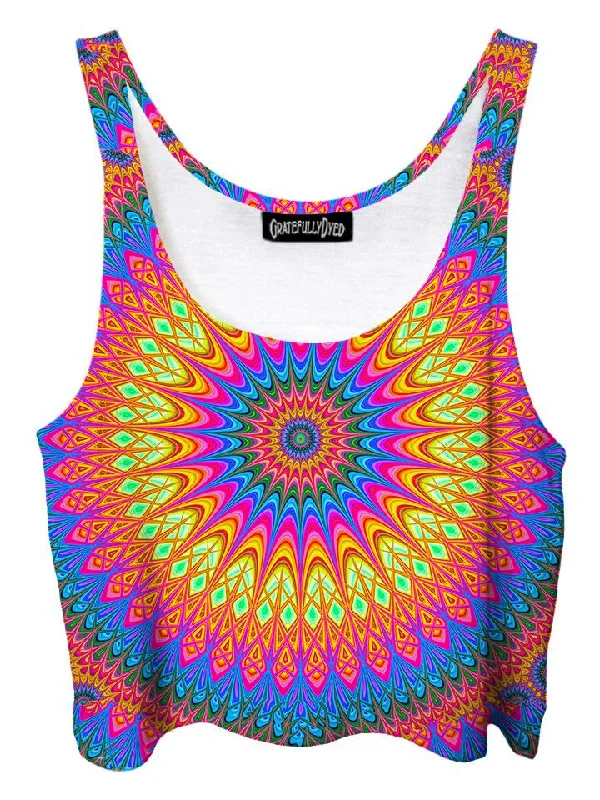 Neon Tribe Rainbow Mandala Crop Top Anti-Shrink Durable Soft