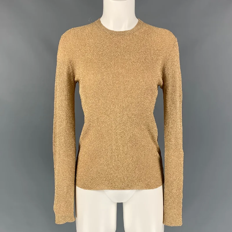 MICHAEL KORS Size L Gold Metallic Pullover Turtleneck Warm Pullover