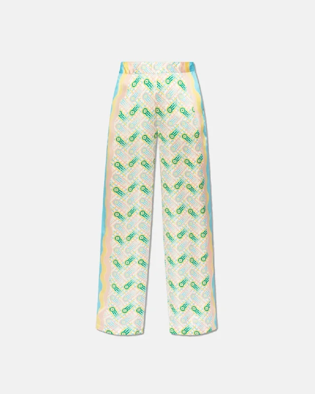 Casablanca Women Printed Straight Leg Trousers Ping Pong Print Trousers Leisure Comfortable Casablanca Women Printed Straight Leg Trousers Ping Pong Print Trousers Leisure Comfortable