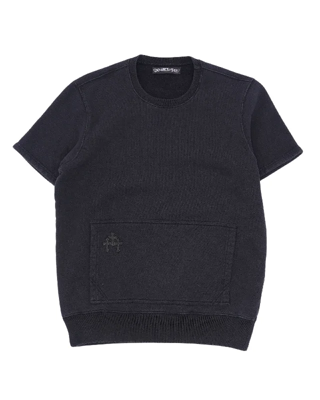 Cross Patch Short Sleeve Sweatshirt Hoodie with Contrast Stitching Detailed Premium