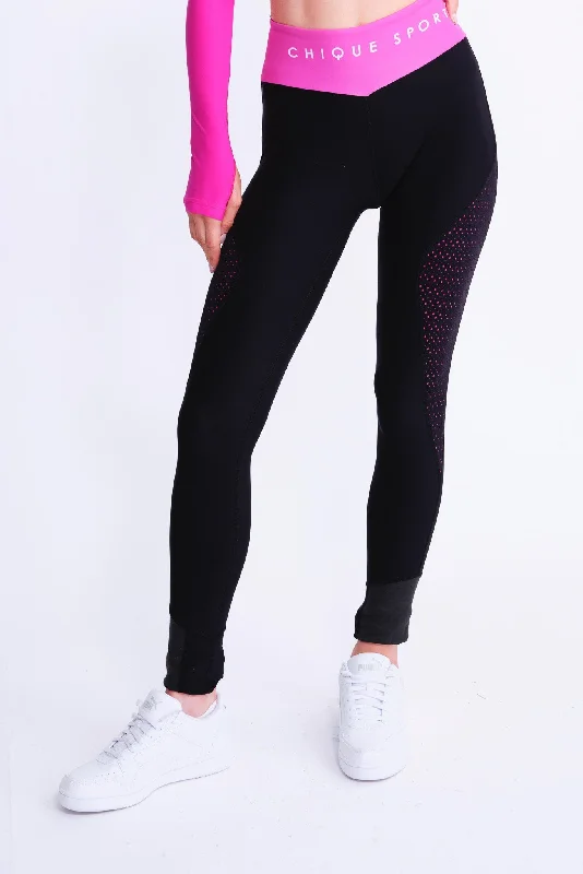 Empower On-Ice Leggings in Fuchsia Fashionable Stretchy Fit Leggings