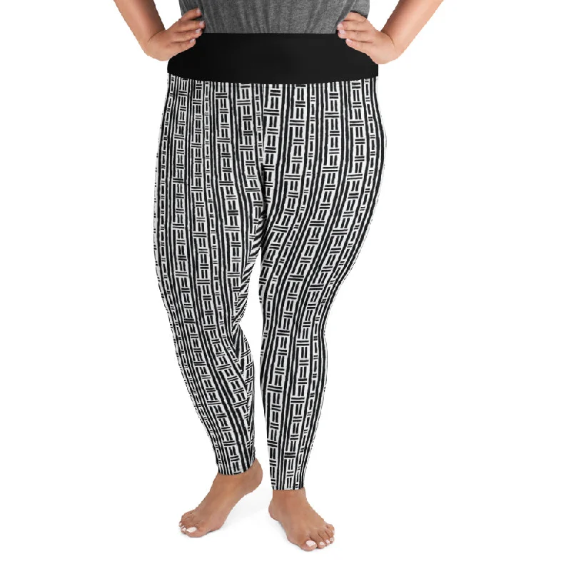 Rhythm Black and White Plus Size Leggings Elegant Full-Body Leggings