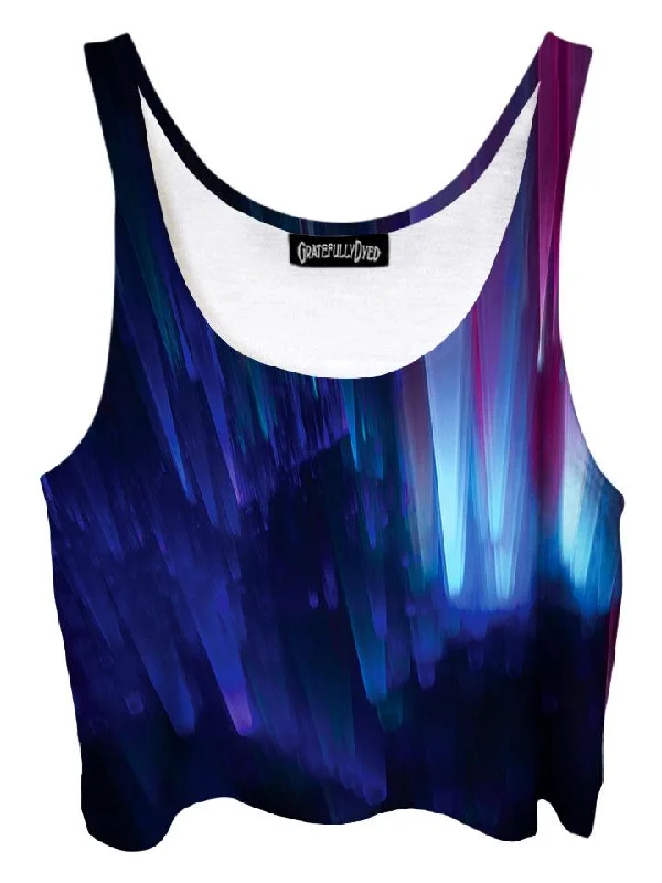 Northern Lights Galaxy Crop Top Zippered Front Buttoned Front Snap Front