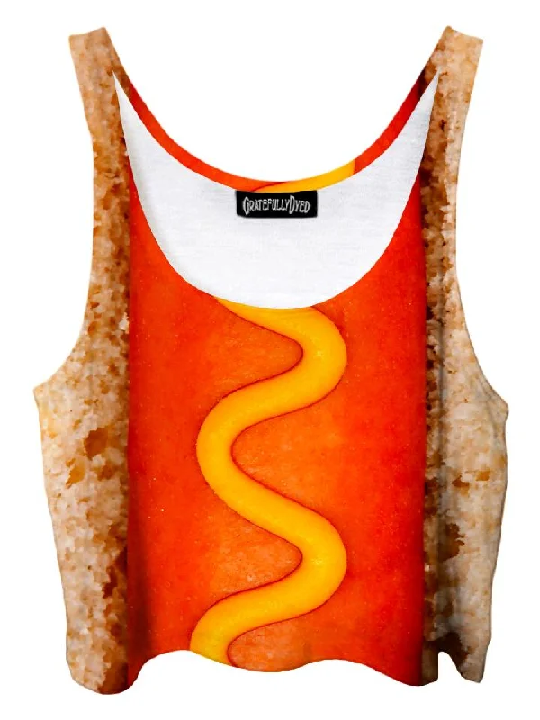 Hot Dog Foodie Crop Top Wool Fabric Cashmere Fabric Tweed Fabric