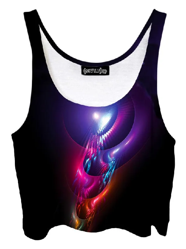 Elegance Rainbow Sound Wave Fractal Crop Top Terry Blend Velvet Blend Canvas Blend