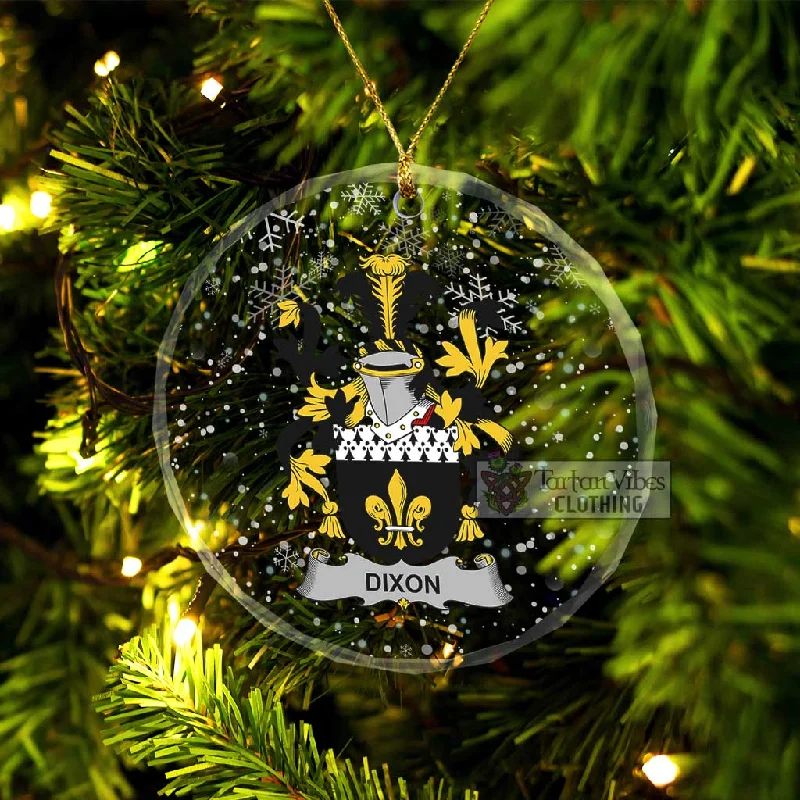 Dixon Irish Clan Christmas Glass Ornament with Coat of Arms Elasticated Drawstring Belted