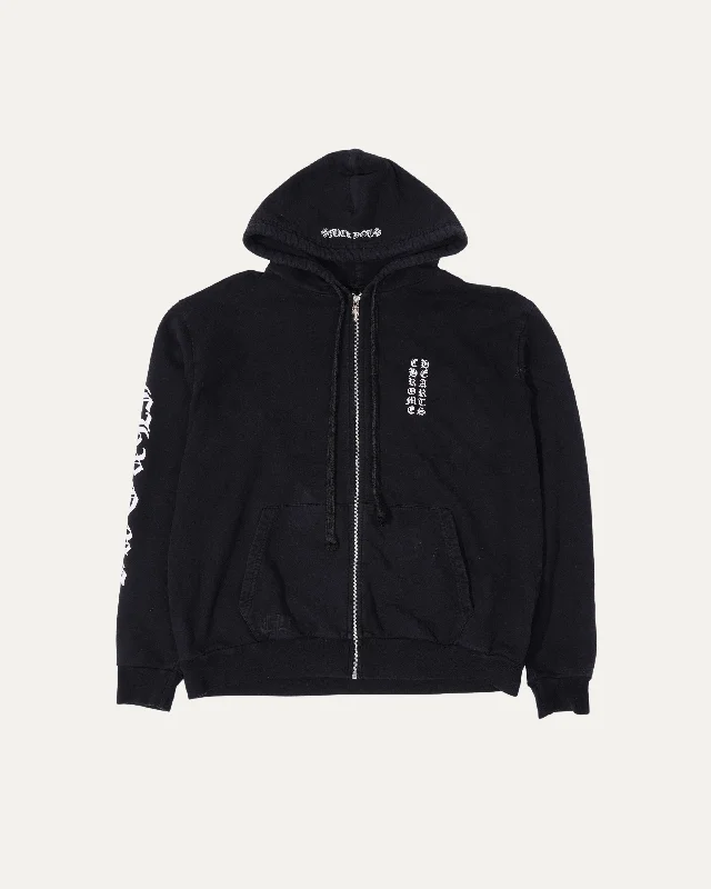 Vertical Logo Zip Up Hoodie Hoodie with Pocket Utility Practical